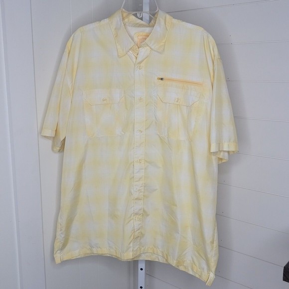 Reel Legends Button Up Fishing Shirt ~ Sz XL ~ Yellow ~ Short Sleeve - Picture 2 of 4